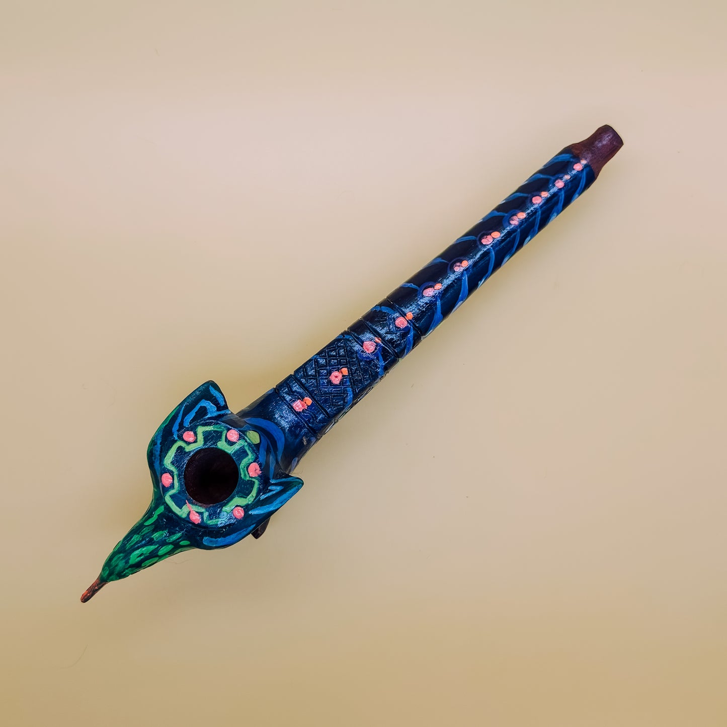 Shipibo Green Hummingbird Prayer Pipe