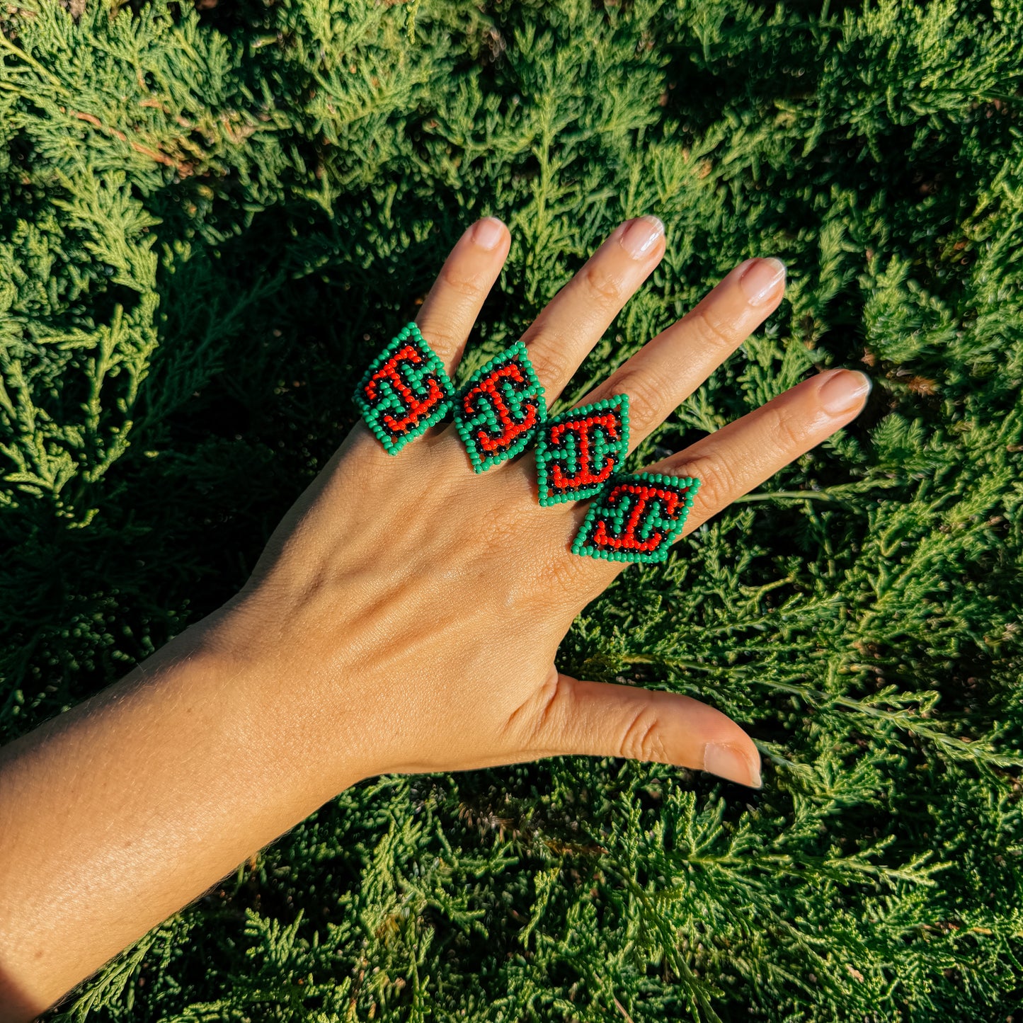 Huni Kuin Sacred Pattern Beaded Ring