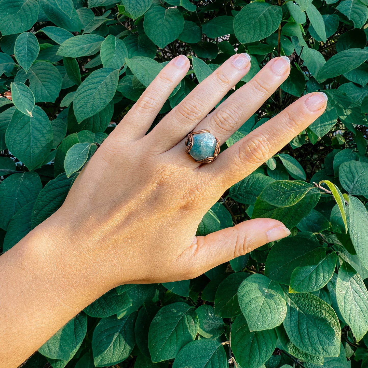 Copper Wire Wrapped Amazonite Ring