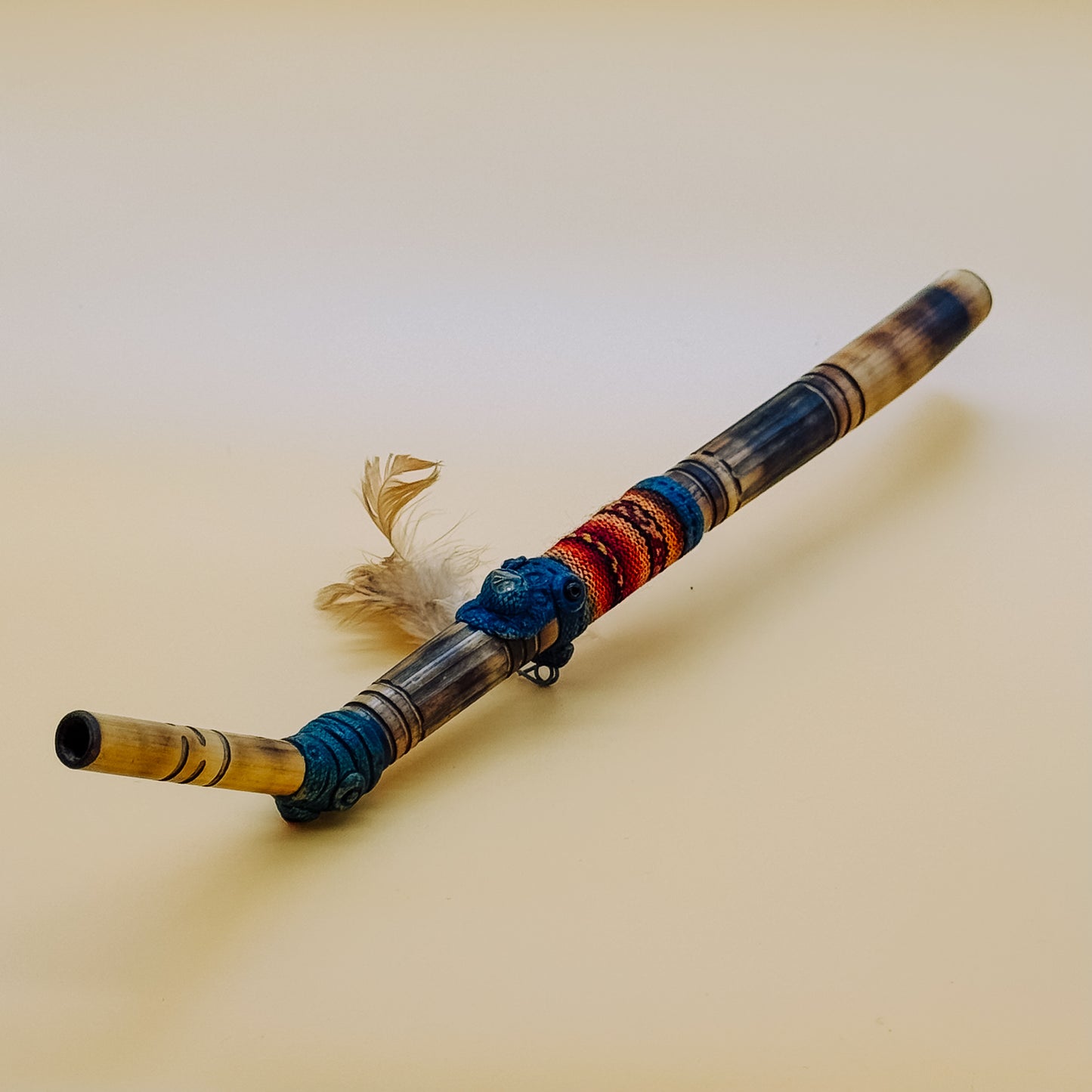 Sacred Valley Tepi - Blue Bamboo & Feather Detail