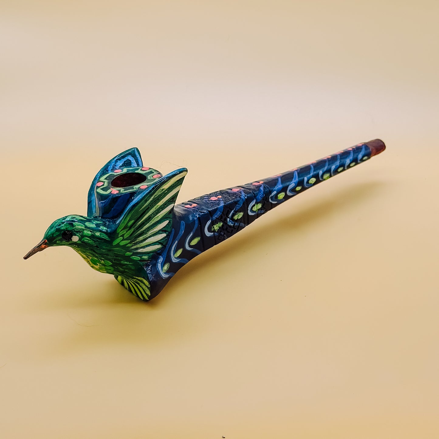 Shipibo Green Hummingbird Prayer Pipe