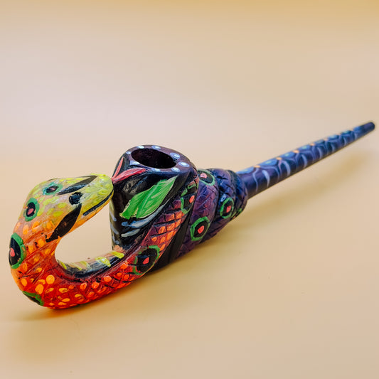 Shipibo Serpent Prayer Pipe