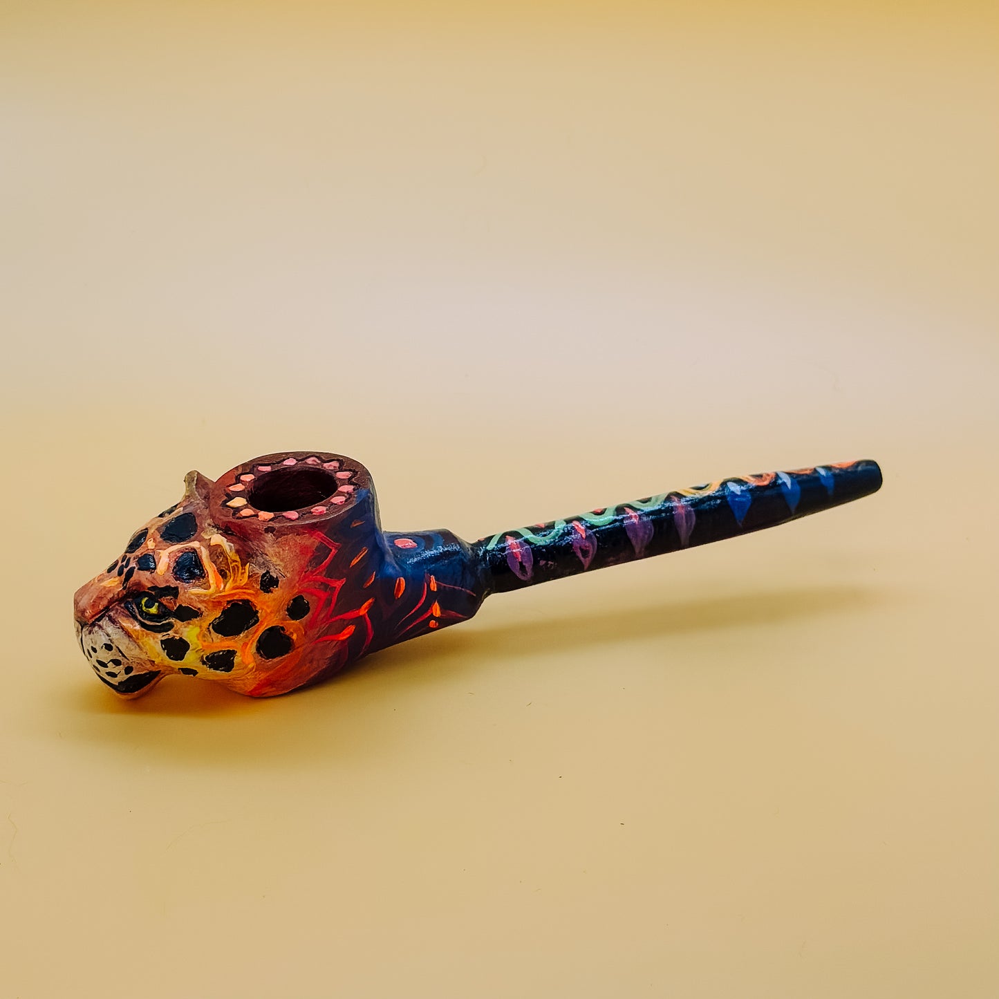 Shipibo Golden Jaguar Prayer Pipe