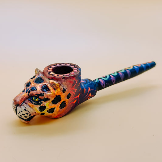Shipibo Golden Jaguar Prayer Pipe