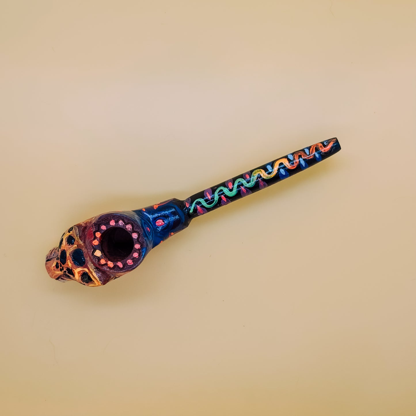 Shipibo Golden Jaguar Prayer Pipe