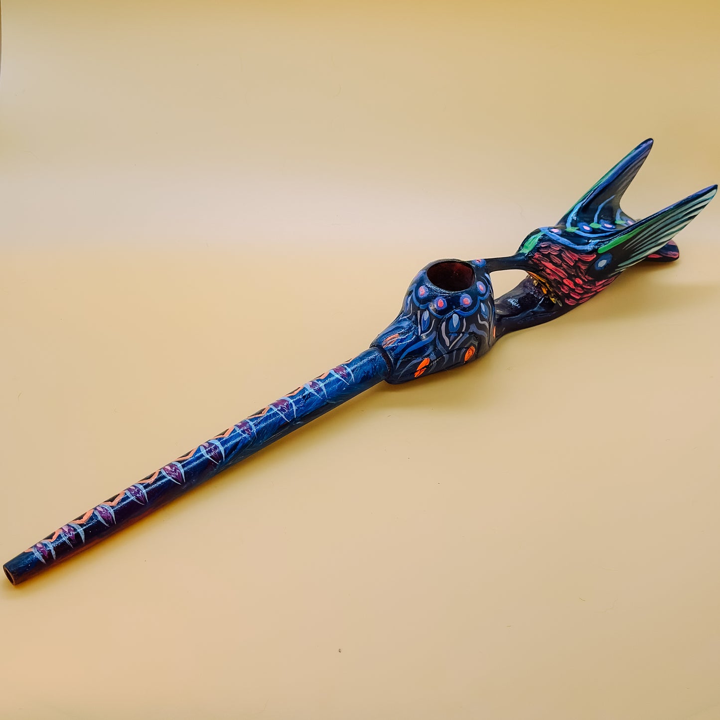 Shipibo Winged Humming Bird Prayer Pipe