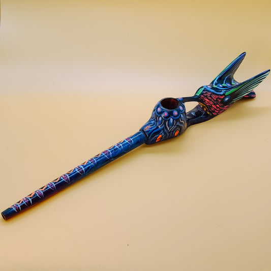 Shipibo Winged Humming Bird Prayer Pipe