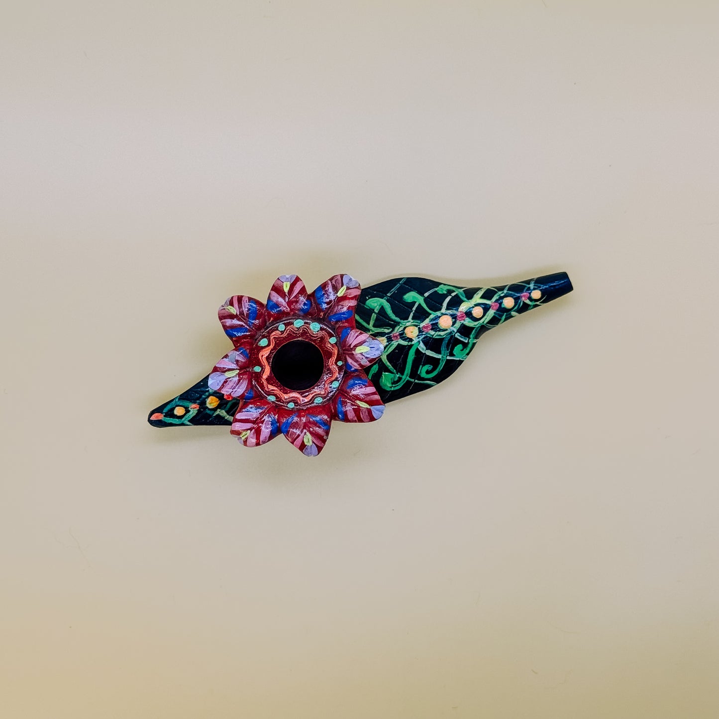 Shipibo Flower Prayer Pipe