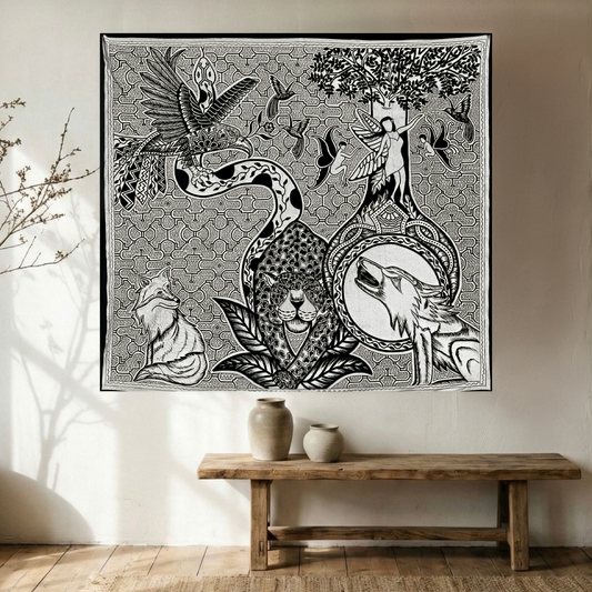 Hand-Painted Shipibo Sacred Animals Illustration – Kene Forest