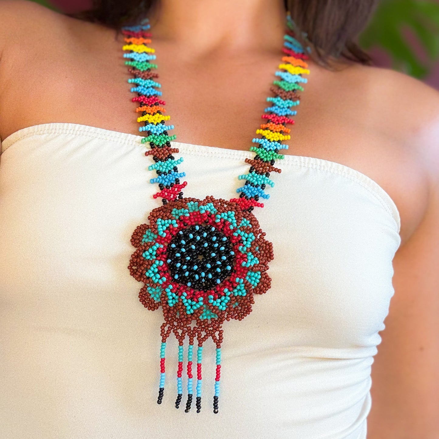 Huni Kuin Flower Ceremonial Beaded Necklace