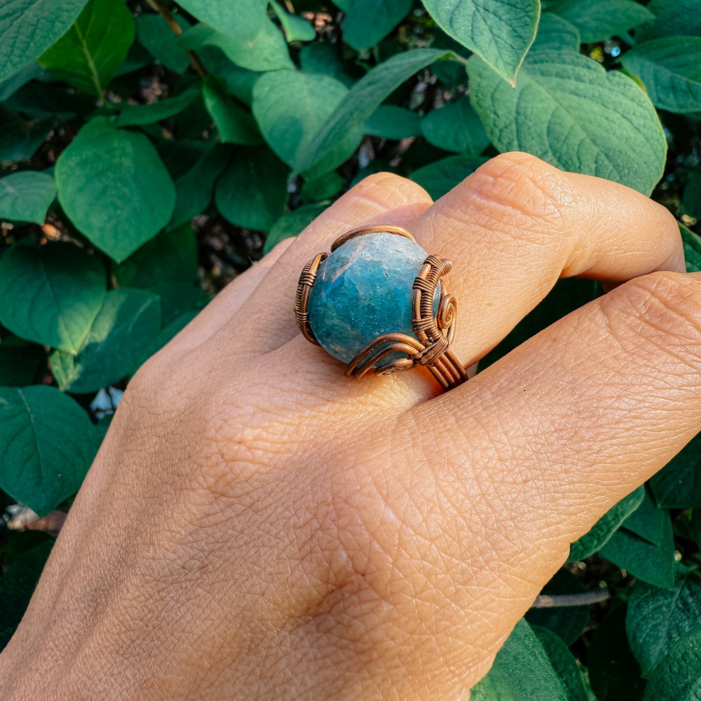 Copper Wire Wrapped Amazonite Ring
