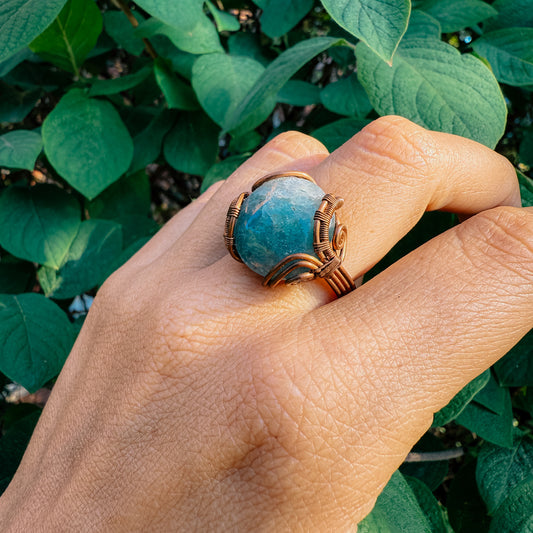 Copper Wire Wrapped Amazonite Ring