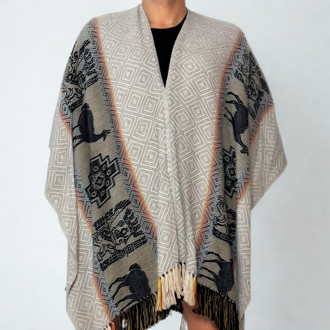 Peruvian Light Shawl - Light Gray Condor