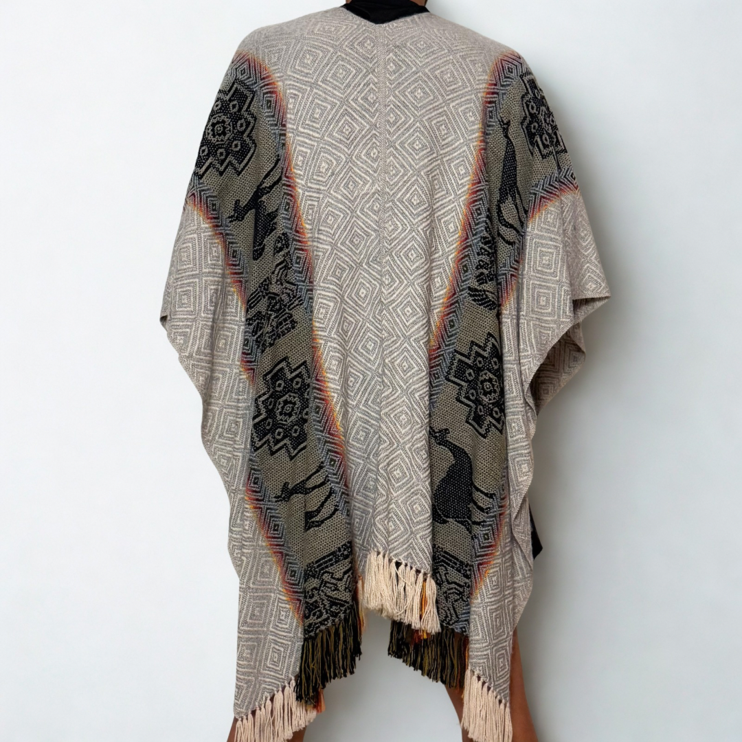 Peruvian Light Shawl - Light Gray Condor