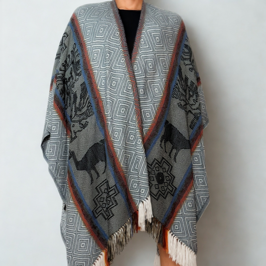 Peruvian Light Shawl - Gray Llama