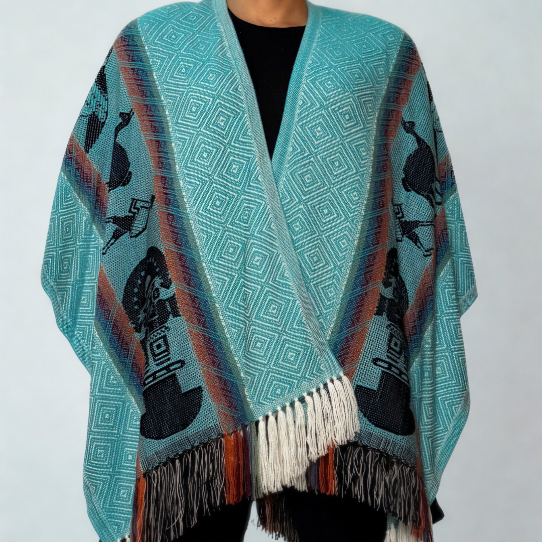Peruvian Light Shawl - Turquoise Andean
