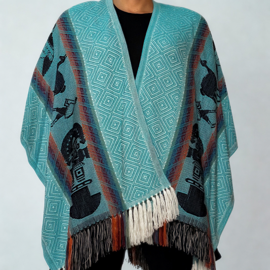 Peruvian Light Shawl - Turquoise Andean
