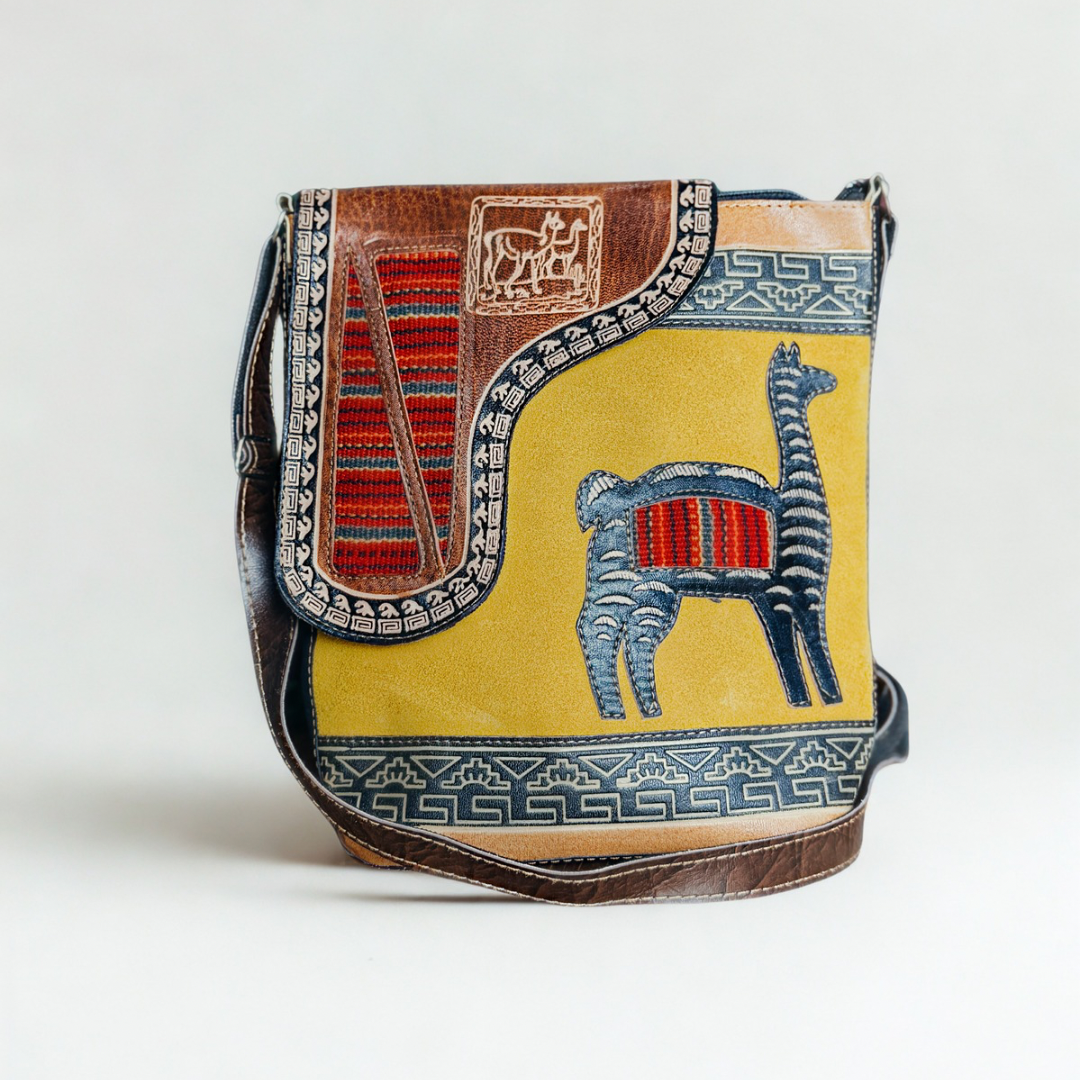 Acrylic Leather Andean Purse – Golden Llama