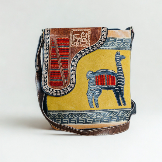 Acrylic Leather Andean Purse – Golden Llama