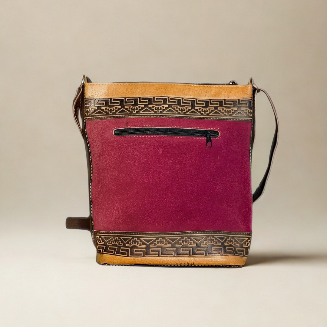 Acrylic Leather Andean Purse – Magenta Llama