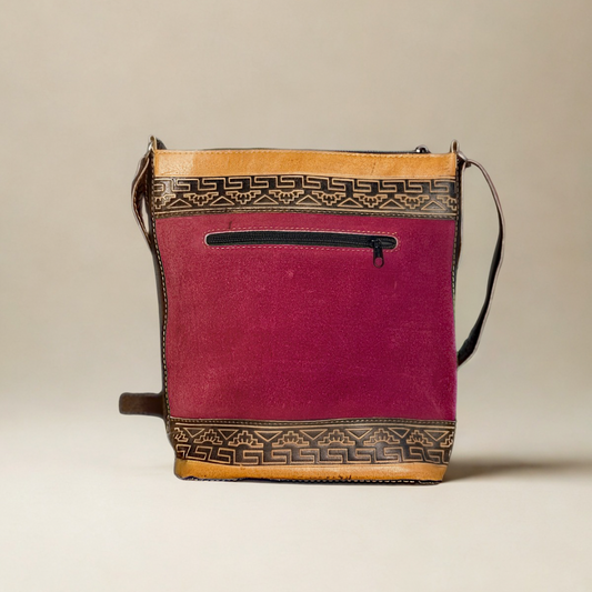 Acrylic Leather Andean Purse – Magenta Llama