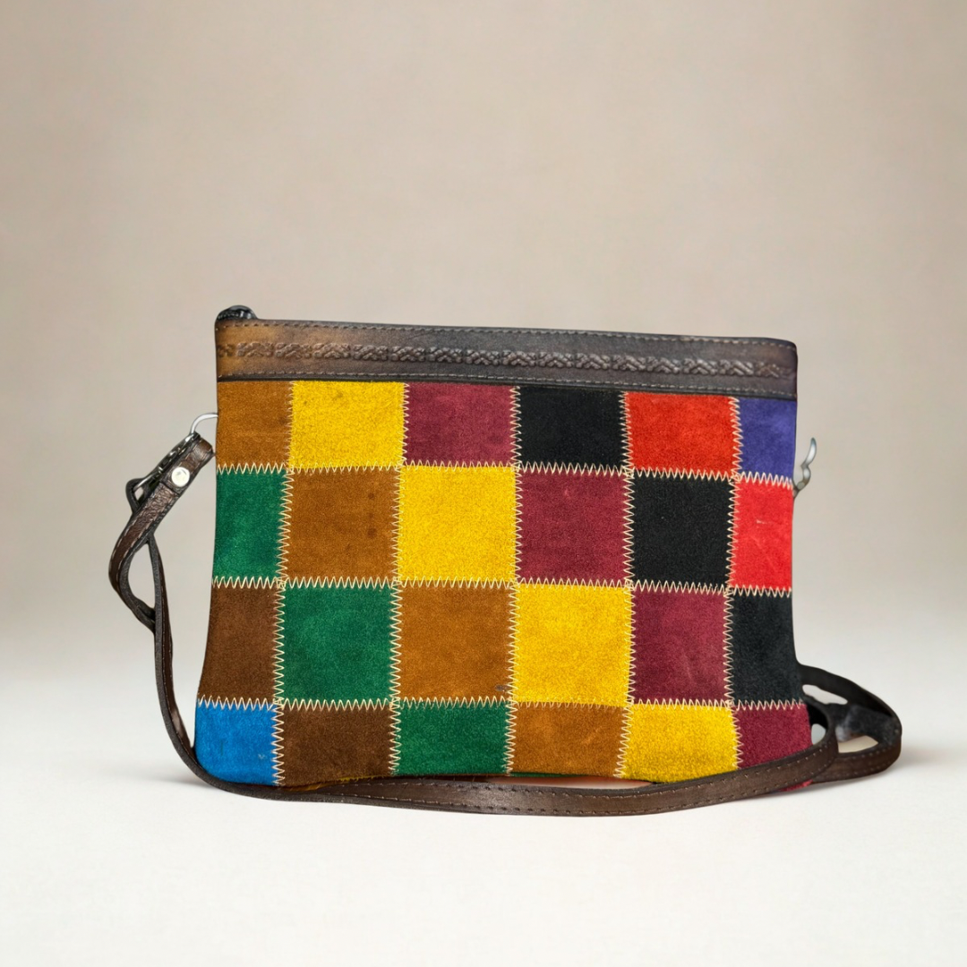 Real Cowhide Patchwork Andean Purse – Checkered Colors