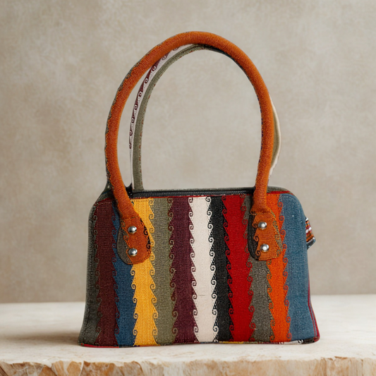 Acrylic Leather Andean Handbag – Mountain Stripes