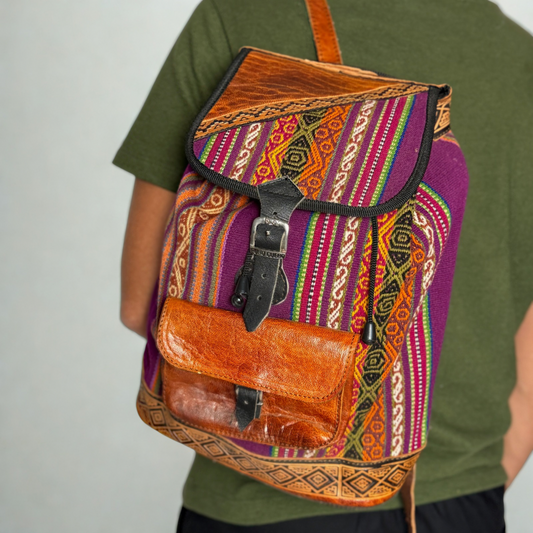Real Leather Andean Backpack – Mountain Colors