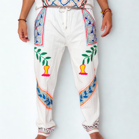 Shipibo Kene Embroidered Pants - Toe - Medium