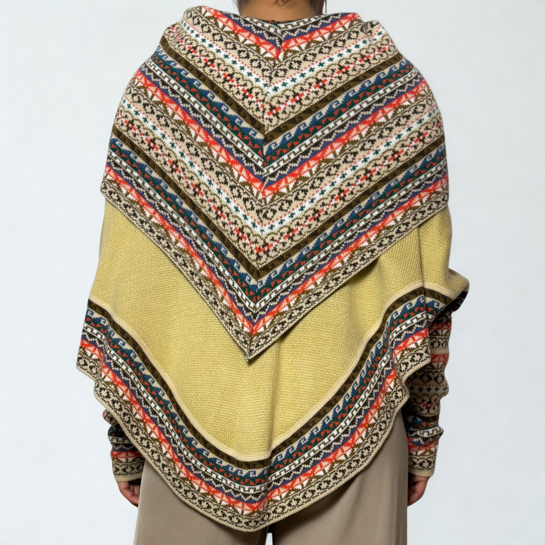 Women's Alpaca Blend Chompa Poncho Sweater - Cream