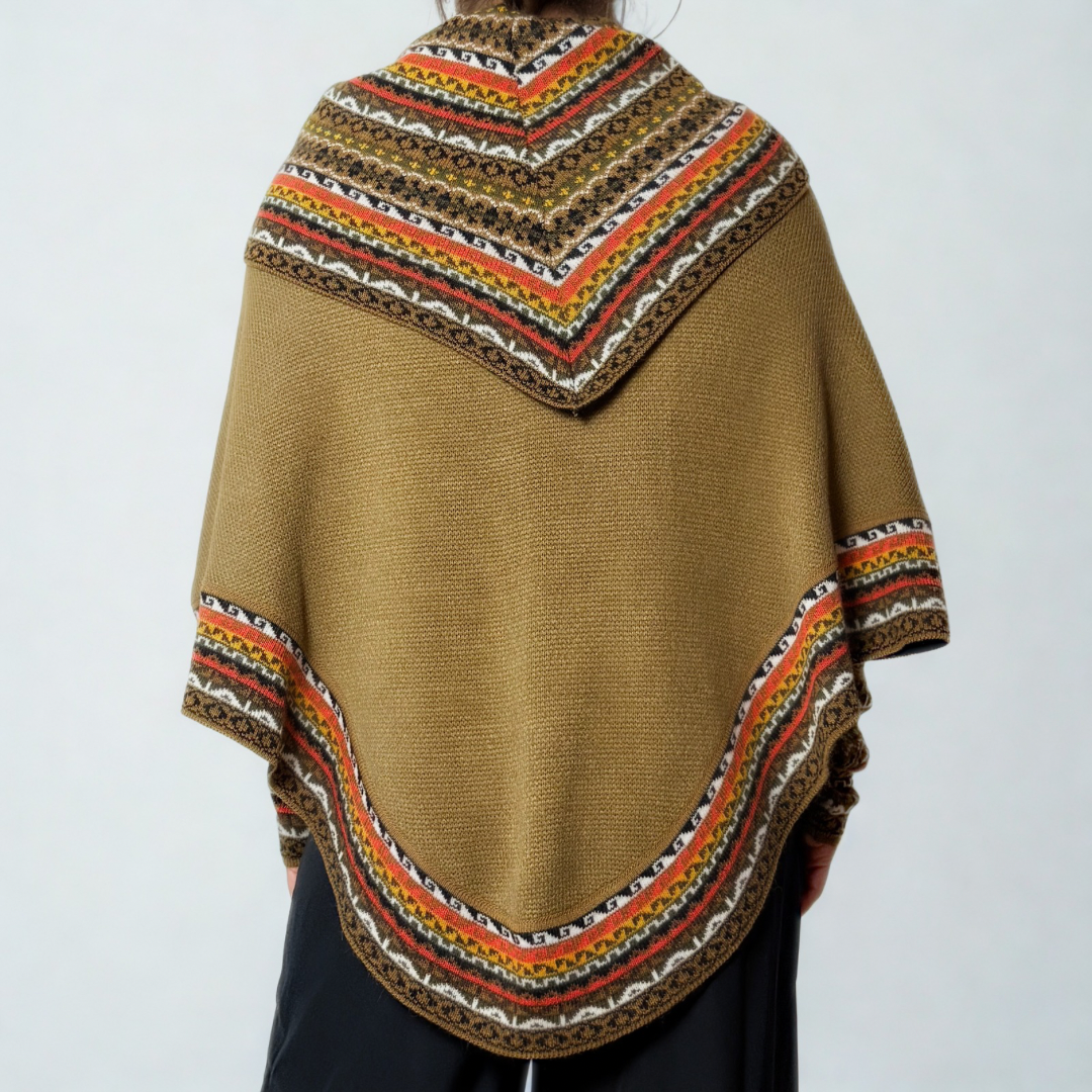 Women's Alpaca Blend Chompa Poncho Sweater - Olive