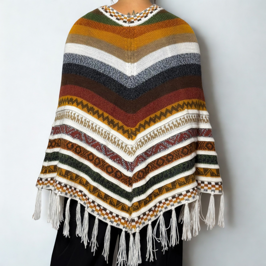 Sacred Valley Pure Alpaca Poncho - Forest