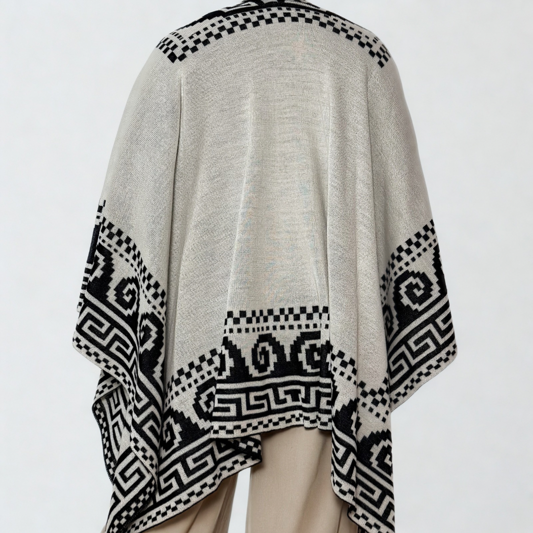 Pure Baby Alpaca Reversible Shawl - Black & White