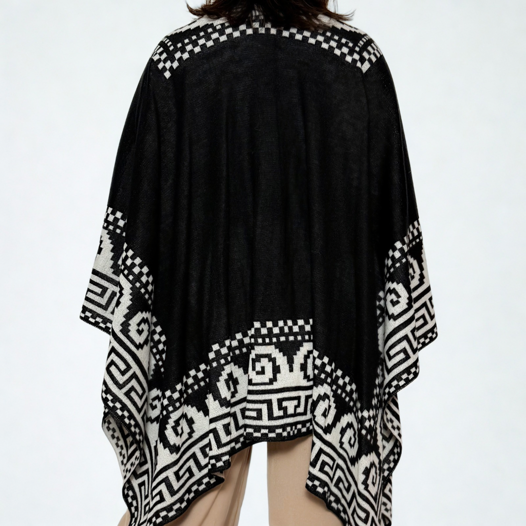 Pure Baby Alpaca Reversible Shawl - Black & White