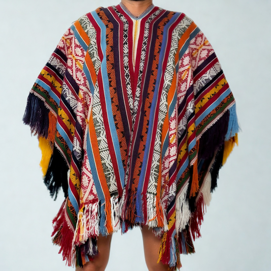 Andean Ceremonial Poncho - Sacred Valley Multicolor