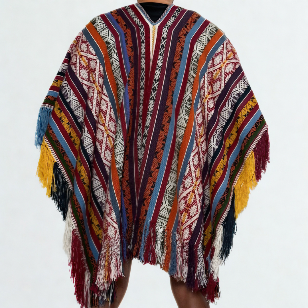 Andean Ceremonial Poncho - Sacred Valley Multicolor