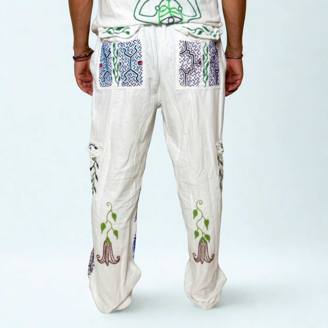 Shipibo Kene Embroidered Pants - K'ene - Medium