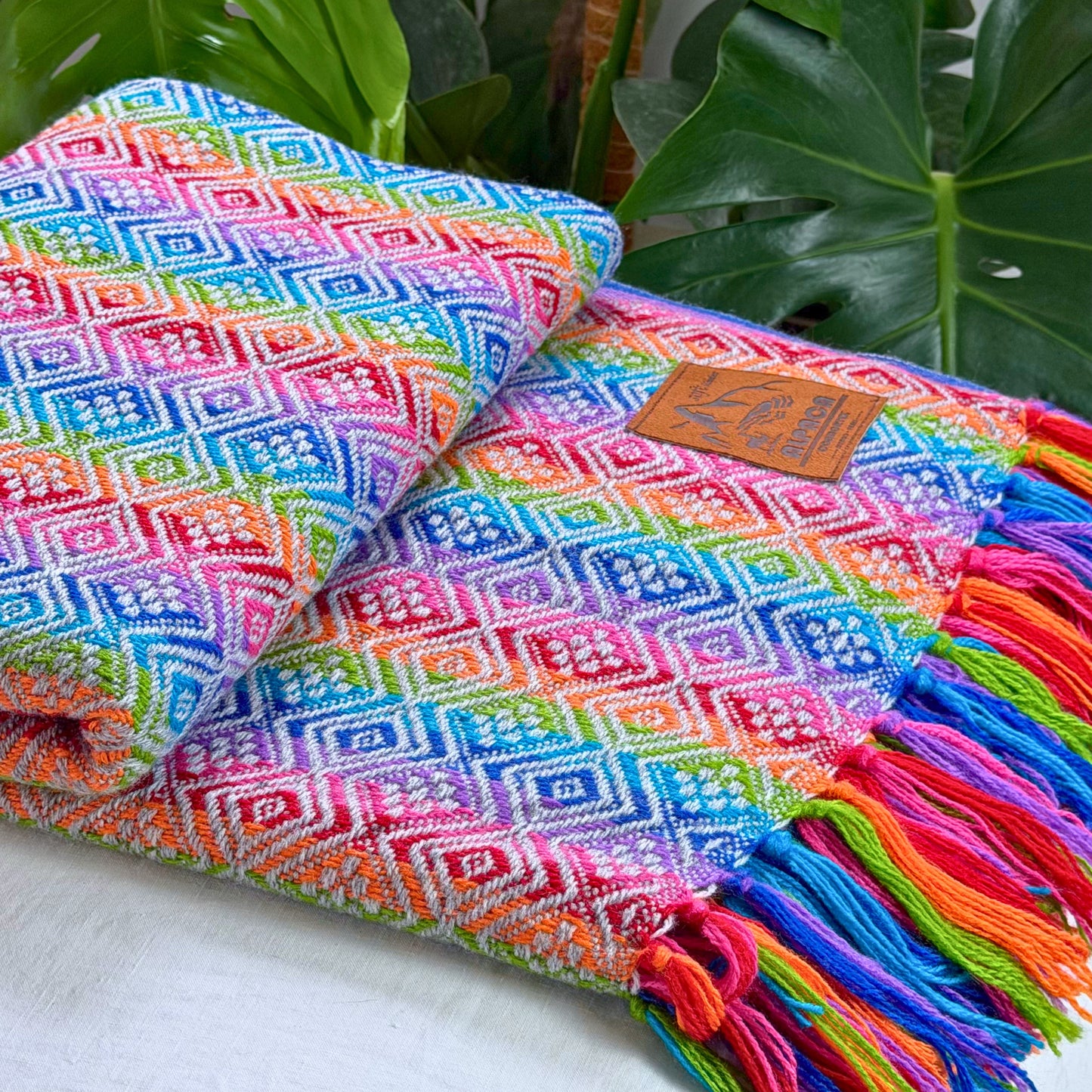 Andean Blanket No. 10 - folded detail with brand tag