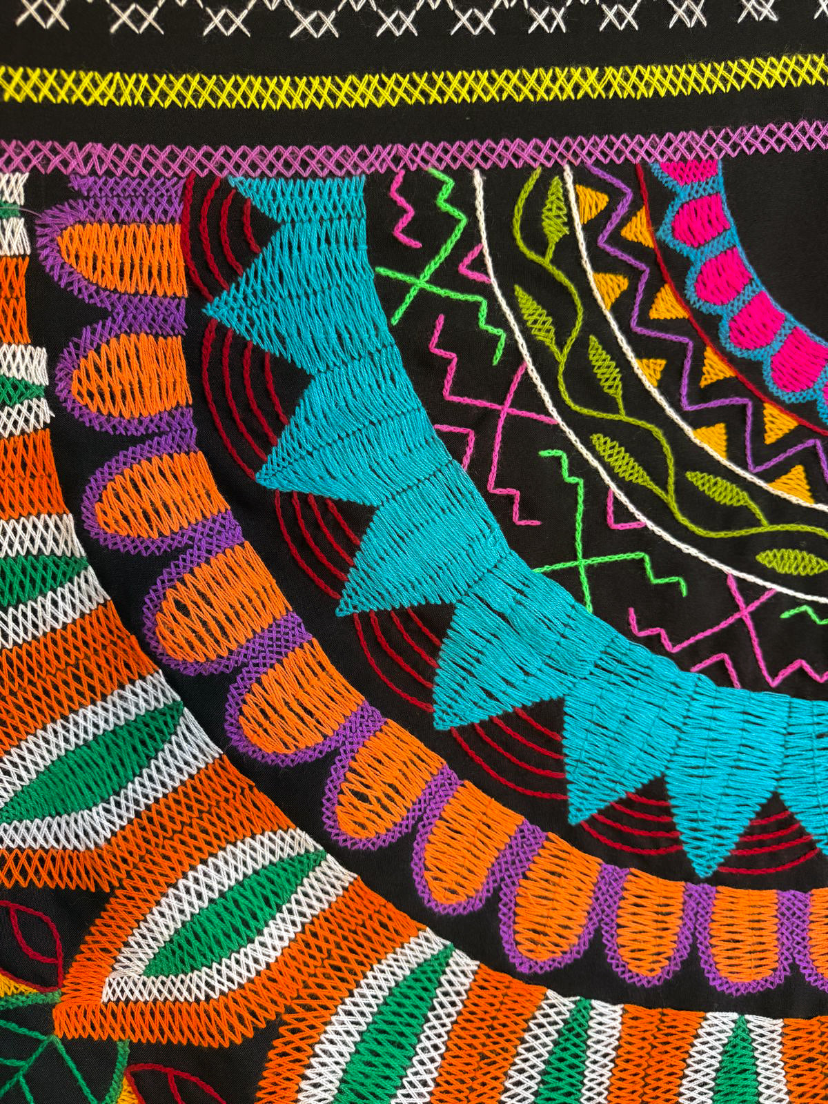 Shipibo Garden of Plant Allies — Hand-Embroidered Visionary Tapestry
